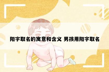 阳字取名的寓意和含义 男孩用阳字取名