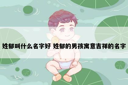 姓郁叫什么名字好 姓郁的男孩寓意吉祥的名字