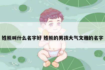 姓熊叫什么名字好 姓熊的男孩大气文雅的名字